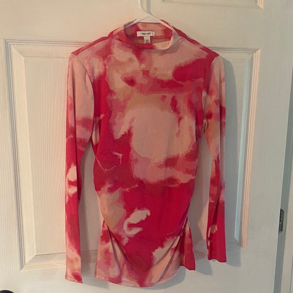 Nine West Red and Pink Tie-Dye Bodysuit